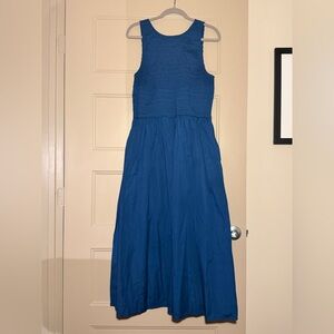 Melody Scoopback Smocked Midi Dress by Madewell Size XL Blue